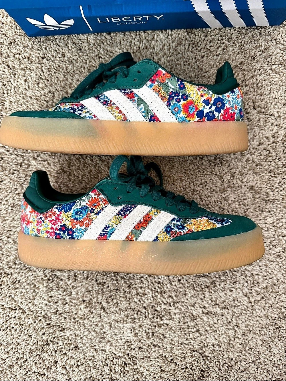 Adidas Women’s Sambae Liberty London Collegiate Green Floral Sneakers US 7 - Picture 3 of 9